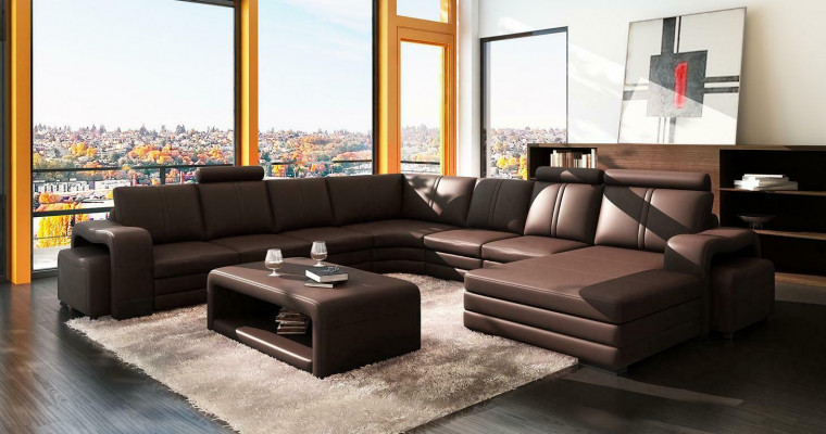 XXL Multifunktions Ledercouch Couch Big Sofa Polster Dekor Ecksofa Moderne