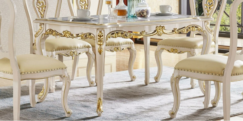 Barock Esstisch Tisch Wohnzimmer Gruppe Garnitur Holz Esszimmer Design Tische