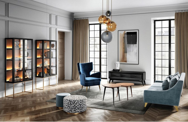 Garnitur Wohnzimmer Sofa Sessel Vitrine Hocker rtv Couchtisch Set Gruppe 9tlg