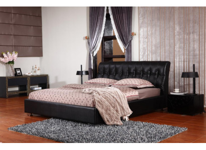 Designer Schlafzimmer Doppelbett Bett Betten Leder Hotel Luxus Polster