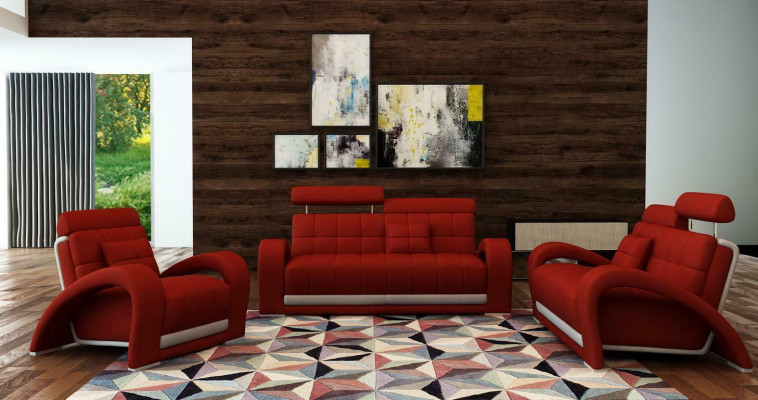 Ledersofa Couch Wohnlandschaft 3+2 Sitzer Design Modern Sofa 2232