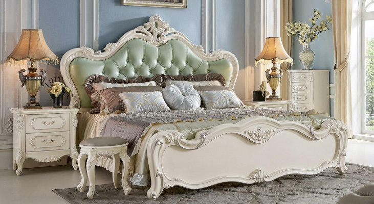 Chesterfield Bett Betten Leder Hotel Luxus Schlafzimmer Polster Doppel 180x200