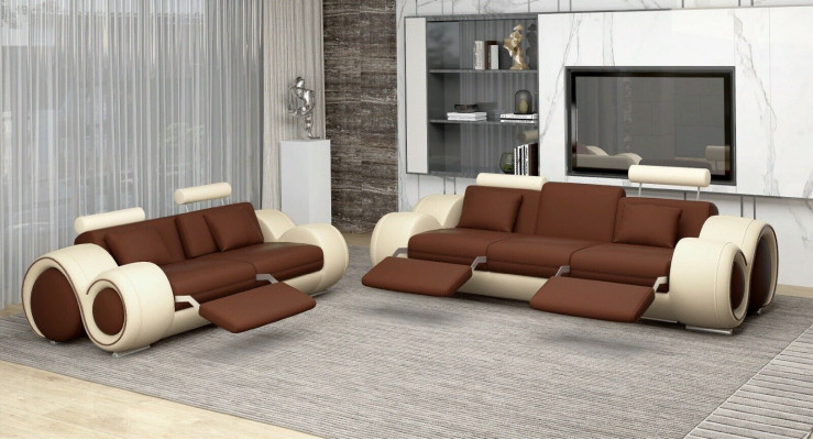 Sofagarnitur Design Couch 3+2 Set Polster Sofa Leder Garnituren Wohnzimmer