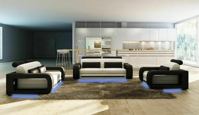 Ledersofa Couch Wohnlandschaft 3+2 Sitzer Design Modern Sofa Sofagarnitur