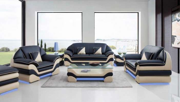 Ledersofa Couch Wohnlandschaft 3+2 Sitzer Design Sofa Klassische Garnitur