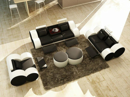3 Sitzer Multifunktion Sofa Designer Leder Couch Polster Garnitur Sofas