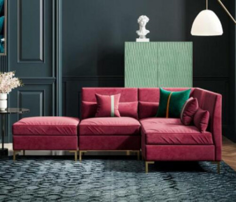 Wohnlandschaft Ecksofa L-form Relax Samt Massivholz Sitz Design Couch Lounge neu