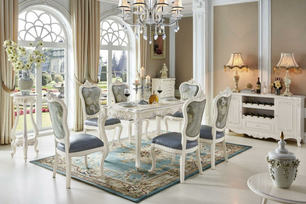 Barock Tisch Esszimmer Gruppe Garnitur Esstisch Holz Design Wohnzimmer Tische
