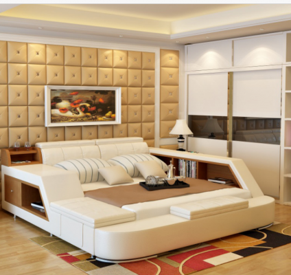 Doppel Luxus Design Leder Bett Polster Betten Moderne Hotel