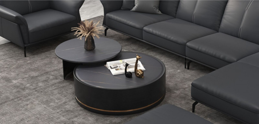 Doppelter Couchtisch Wohnzimmer Tisch Couchtisch Sofa Beistell Rund