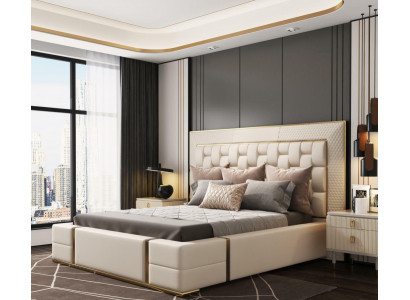 Doppelbett Lederbett Betten Bett Leder Polster Schlafzimmer 180x200cm