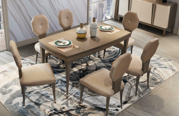 Set 6x Stühle Design Garnitur Stuhl Sessel Polster Gruppe Textil Massivholz