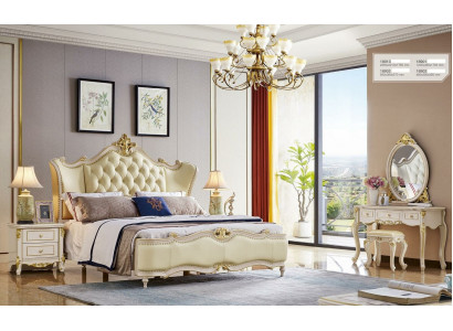 Design Möbel Nachttisch Schlafzimmer 5 tlg. Set Schminktisch Bett Massivholz