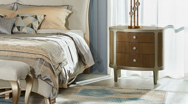 Schlafzimmer Set Doppel Konsole Betten 2x Nachttisch Polster 3tlg. Massivholz