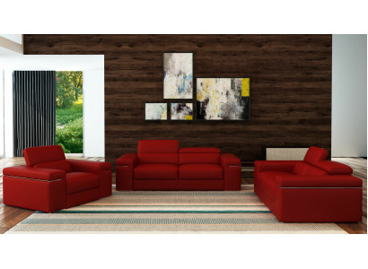 Sofagarnitur Couch Polster Leder Sofa Wohnzimmer Sitz 3+2+1 Set Garnituren