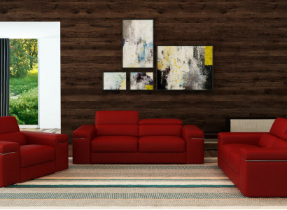 Sofagarnitur Couch Polster Leder Sofa Wohnzimmer Sitz 3+2+1 Set Garnituren