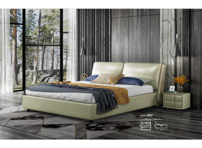 Lederbett Betten Doppel ehe Modernes Gestell Luxus Schlafzimmer Hotel 180x200