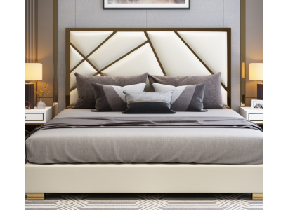 Bett Polster Design Luxus Doppel Hotel Betten Schlaf Zimmer Deko Leder Neu
