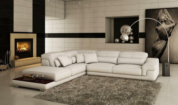 Verstellbare Leder Sitz Polster Eck Couch Sofa Garnitur L Form Sitz Ecke