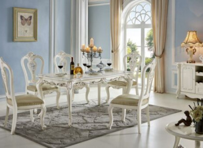 Antik Stil Esszimmer Set Barock Stuhl Tisch 6x Stühle Holz Massivholz