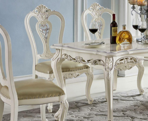 Antik Stil Esszimmer Set Barock Stuhl Tisch 6x Stühle Holz Massivholz