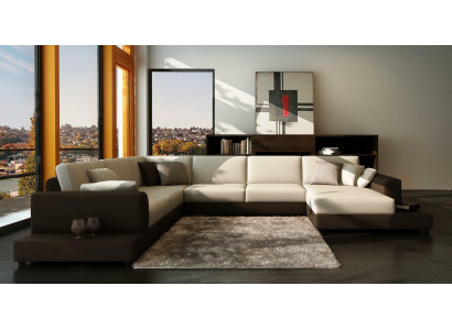 Ledersofa Couch Wohnlandschaft Ecksofa Eck Garnitur Design Dekor Modern