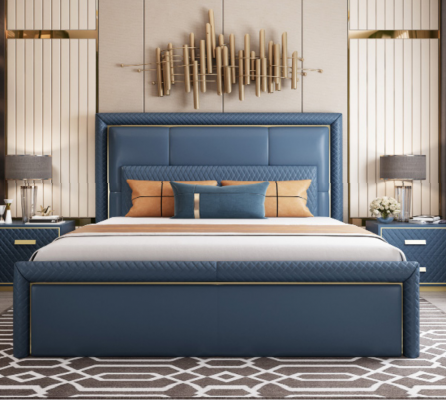 Design Bett Schlafzimmer Doppelbett Betten Hotel Luxus Polster Leder