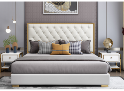 Designer Bett Schlafzimmer Betten Hotel Leder Luxus Polster Sitz Bettgestell