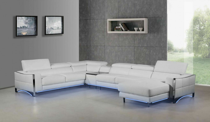 Multifunktion Couch Ecksofa Medien TV Sofa Couch Ledersofa Wohnlandschaft UForm