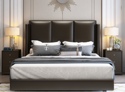 Modern Style Bett Doppelbett Schlafzimmer Leder Polster Textil Doppelbetten