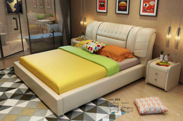 Designer Bett Chesterfield Betten Textil Leder Hotel Luxus Polster Samt Stoff1