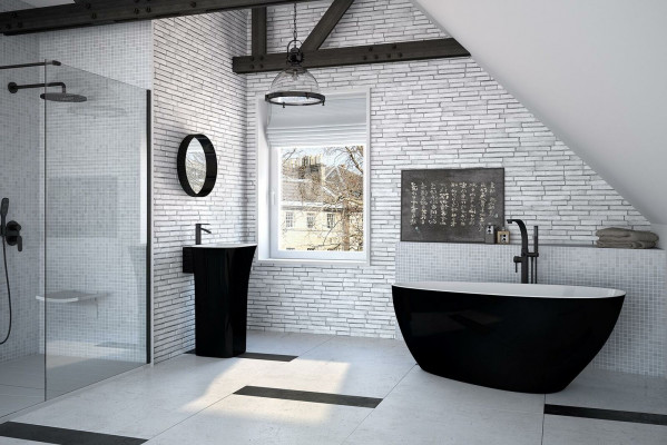 Moderne Wanne Exclusive Freistehende Design Badewanne Bad Frei stehend Schwarz