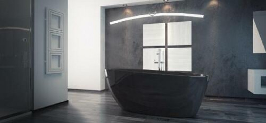 Schwarze LUXUS Design Freistehende Badewanne Wanne Bad Badewannen