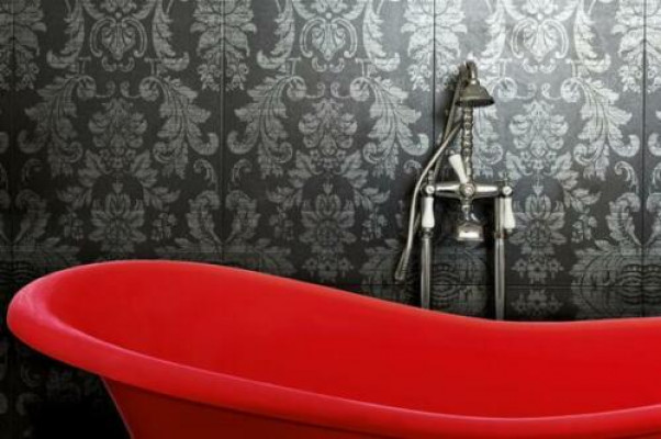 Rote Designer Badewanne Freistehende Luxus Wanne in Rot Wannen Bad