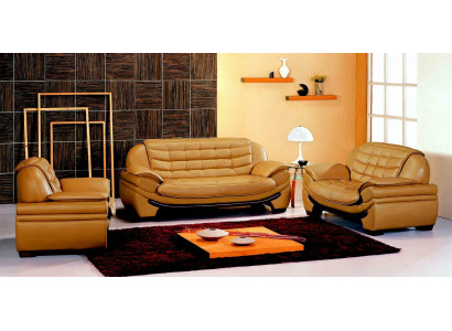 Klassische Set Garnitur 3+2 Sitzer Ledersofa Sofa Couch Polster Sitz Garnituren