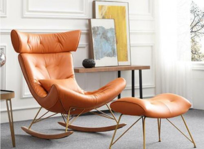 Sessel Metall Design Polster Lounge Club Stuhl Sitz Zimmer Schaukel