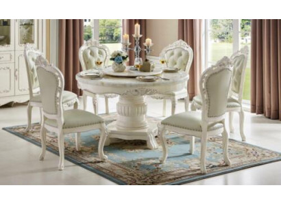 Klassische Altweiße Chesterfield Stuhlgarnitur Designer Lederstühle x6-er Set