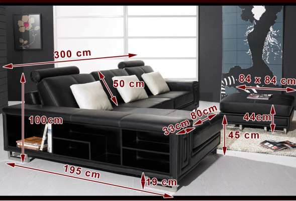 Wohnlandschaft Designer Sofa Couch Polster Leder Sofas Eck Ecke Sitz LForm Genov