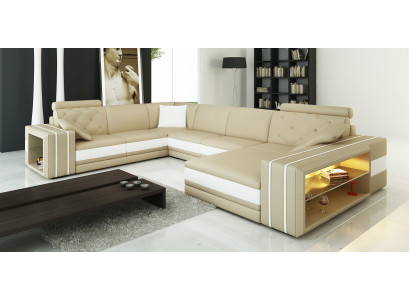 Moderne Ecksofa Couch Polster Ecke Wohnlandschaft XXL Design Ledersofa Wittlich