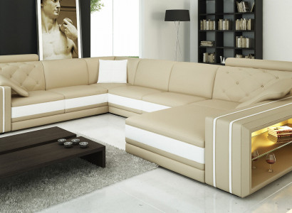 Moderne Ecksofa Couch Polster Ecke Wohnlandschaft XXL Design Ledersofa Wittlich