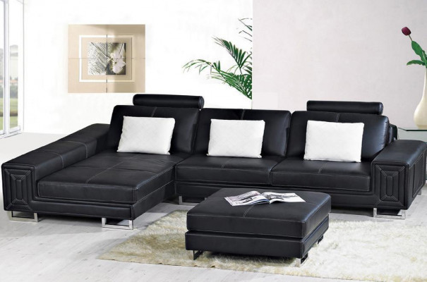 Ecksofa Sofa Couch Polster Ledersofa mit Regal Sitz Couchgarnitur Ecke GenovaS