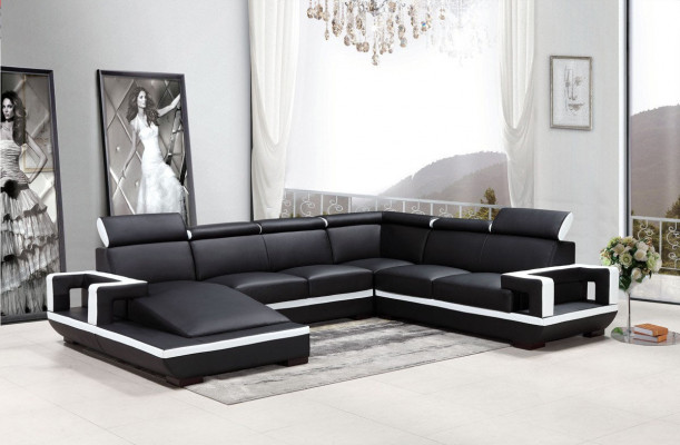 Wohnlandschaft Couch Polster Eck Garnitur Designer Ledersofa Big Sofa Neu 5102