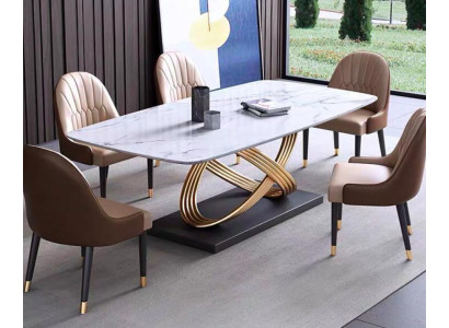 Luxus Tisch Metall Esstisch Mega Design Tische Edelstahl Marmor Imitat Esstisch