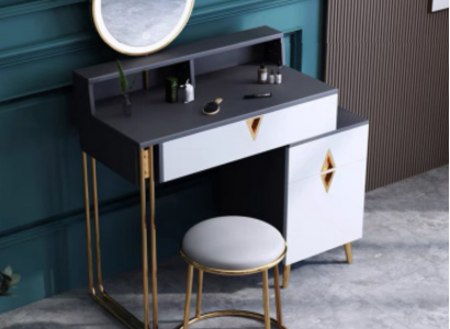 Schminktisch Tisch Schlafzimmer Hocker Spiegel Jugend Modern Stil