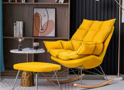 Sessel Metall Design Polster Lounge Schaukelstuhl Sitz Zimmer Schaukel