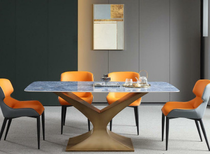 Luxus Esstisch Metall Edelstahl Tische Möbel Säule Tisch Esstische Marmor Stil