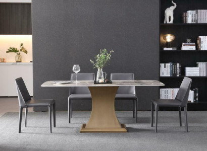 Luxus Esstisch Edelstahl Tische Möbel Säule Tisch Marmor Stil Esstische Metall