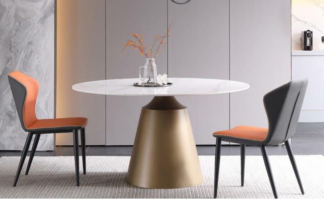 Luxus Tische Esstisch Möbel Säule Tisch Marmor Stil Esstische Metall Edelstahl