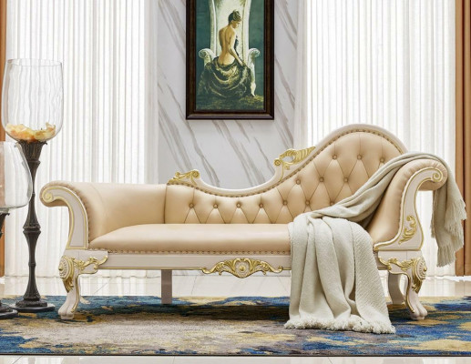Chaiselongues Couch Leder Liege Ottomane Sofa Chesterfield Massivholz