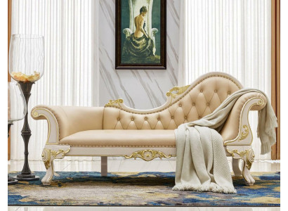 Chaiselongues Couch Leder Liege Ottomane Sofa Chesterfield Massivholz